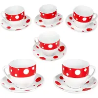 MamboCat Set van 6 PULA ROT porseleinen kop en schotel 6 personen
