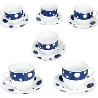 MamboCat Set van 6 PULA DARK BLUE porselein kop en schotel 6 personen