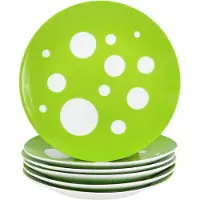 MamboCat Set van 6 PULA GREEN porseleinen gebaksbordjes 6 personen