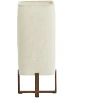 Light & Living Tafellamp Wyn 39cm - crème touw met walnoot look