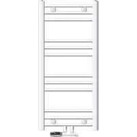 LuxeBath ECD Germany Badkamerradiator middenaansluiting 400 x 800 mm wit recht met aansluitset incl. thermostaat hoekwand wit - radiator handdoekverwarmer handdoekendroger radiator