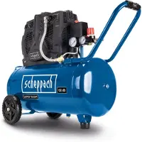 Scheppach HC51Si Super Silent: compressor met dubbele cilinder | Zeer stil: 60 dB(A) | 50 liter reservoir | 8 bar | Onderhoudsarm en olievrij | 300 liter per minuut | 1500W