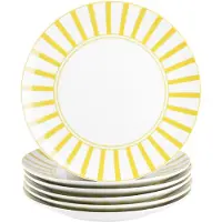 MamboCat Set van 6 SPLIT YELLOW taartborden porselein voor 6 personen