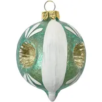 Clayre & Eef Kerstbal Overig Ø 5x7 cm Blauw Wit Glas Kerstballen