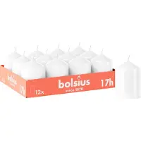 Bolsius - Gladde Stompkaarsen - 12 stuks - Wit - 17 branduren - 8 x 5,8 cm