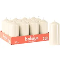 Bolsius - Gladde Stompkaarsen - 12 Stuks - Ivoor - 12 cm - 33 branduren