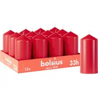 Bolsius - Gladde Stompkaars - 12 Stuks - Rood - 12cm - 33 branduren