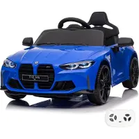 Vrooomy BMW M4 Competition - Elektrische Kinderauto 12V - 1 tot 5 jaar - Blauw