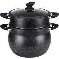 Almina Stoompan - Couscous Casablanca - 9 Liter - 24 cm - Set van 2 stuks - Glazen Siliconen Deksel