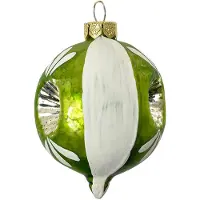 Clayre & Eef Kerstbal Overig Ø 5x7 cm Groen Wit Glas Kerstballen