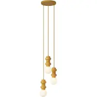 QAZQA Retro hanglamp okergeel met mat glas 3-lichts - Fedde