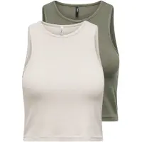 ONLY Top 'ONLBelia' lichtbeige / olijfgroen
