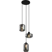 QAZQA Moderne hanglamp zwart met smoke glas 3-lichts - Sheena
