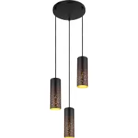 Globo Lighting Zwart retro metalen hanglamp Globo Crocky