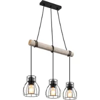 Globo Lighting Landelijke hanglamp Mina hout met zwart