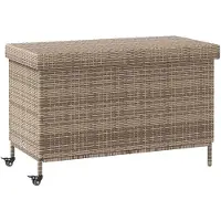 vidaXL Tuinbox met wielen 110x55x73 cm poly rattan grijs