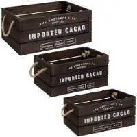 Atmosphera Opbergkisten set 3x stuks - hout - decoratief - vintage look - 35 x 25 x 15 cm - 3 formaten set - Fruit kistjes - zwart