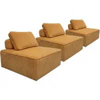 Sweeek Fauteuils corduroy 1 zitplaats (set van 3) Mosterdgeel