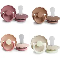Frigg DAISY Fopspeen set 4 stuks - Siliconen - Maat 2 - vanaf 6 maanden - Peach Bronze - Cedar - Peony - Cream Night