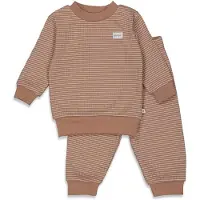 Feetje Wafel pyjama bruin/wit Jongens/Meisjes Katoen Streep - maat 122