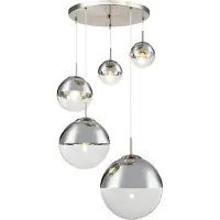 Globo Lighting Hanglamp glazen bollen 5x 'Varus' nikkel mat - transparant glas