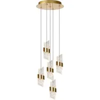 Lucide KLIGANDE - Hanglamp - Ø 30 cm - LED Dimbaar - 5x8W 2700K - Mat Goud / Messing