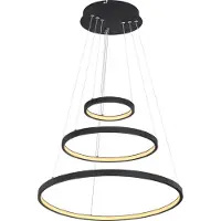 Globo Lighting Zwarte hanglamp 3-ring verticaal Globo Ralph