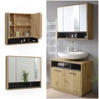 Vicco Beatrice Badkamerspiegelkast – 80 x 72 cm Artisanaal eiken/antraciet
