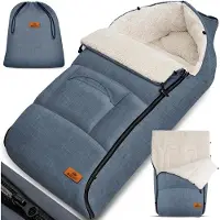 Kidiz Voetenzak voor Autostoeltje en Buggy met Ritssluiting - Baby Slaapzak Deken voor Maxi-Cosi & Wandelwagen / Kinderwagen - Jeans-Grijs