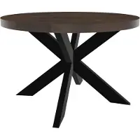Lizzely Garden & Living Eettafel rond mangohout 120cm Jones walnoot bruin ronde industriële tafel duurzaam mango eetkamertafel