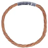 Manfield - Heren - Bruine leren gevlochten heren armband - Maat 1
