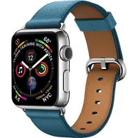 Mobigear Leren Watch bandje geschikt voor Apple Watch Bandje Gespsluiting | Roma - 49/46/45/44 mm - Blauw
