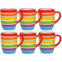 Secret De Gourmet Koffiemokken Curacao - 10x stuks - Keramiek - multi kleuren rood - 300 ml - 8 x 11 cm - Luxe uitstraling