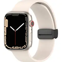 Mobigear Siliconen Watch bandje geschikt voor Apple Watch Bandje Magneetsluiting | Sport Mag - 42/41/40/38 mm - Sterrenlicht