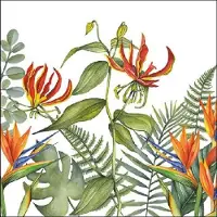 Ambiente - Lunch servetten - Tropical Flowers White