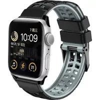 Mobigear Siliconen Watch bandje geschikt voor Apple Watch Bandje Gespsluiting | Aero Armor - 42/41/40/38 mm - Zwart / Grijs