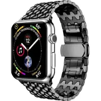 Mobigear Stalen Watch bandje geschikt voor Apple Watch Bandje Vouwsluiting | Dragon - 49/46/45/44 mm - Zwart