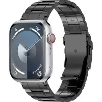 Mobigear Titanium Watch bandje geschikt voor Apple Watch Bandje Vouwsluiting | Melbourne - 42/41/40/38 mm - Zwart