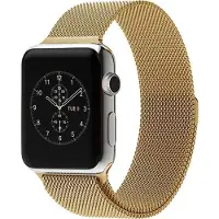 Mobigear Milanese Watch bandje geschikt voor Apple Watch Bandje Magneetsluiting | Style Loop - 49/46/45/44 mm - Goud