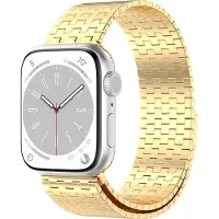 Mobigear Stalen Watch bandje geschikt voor Apple Watch Bandje Magneetsluiting | London - 49/46/45/44 mm - Goud
