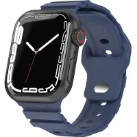 Mobigear Siliconen Watch bandje geschikt voor Apple Watch Bandje Druksluiting | Sport Armor - 49/46/45/44 mm - Blauw