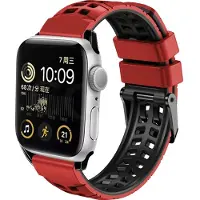Mobigear Siliconen Watch bandje geschikt voor Apple Watch Bandje Gespsluiting | Aero Armor - 49/46/45/44 mm - Rood / Zwart