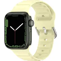Mobigear Siliconen Watch bandje geschikt voor Apple Watch Bandje Gespsluiting | Bumpy - 49/46/45/44 mm - Geel