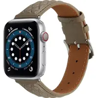 Mobigear Leren Watch bandje geschikt voor Apple Watch Bandje Gespsluiting | Genova - 49/46/45/44 mm - Grijs