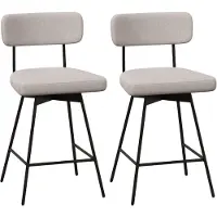 Costway Set van 2 barkrukken, draaibaar, barstoel bekleed met rugleuning en voetensteun, 63,5 cm zithoogte, keukenstoel met metalen frame, moderne barkruk voor keuken, eetkamer