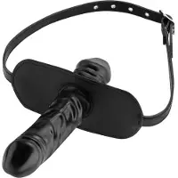 Rimba - Gag - Mondknevel Met latex dildo aan Binnenkant (4 x 6 cm) En buitenkant (4 x 13 cm)