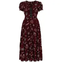 Hell Bunny Maxi-jurk - Doomed Dress - XS tot 4XL - voor Vrouwen - rood-zwart-wit - Maat S