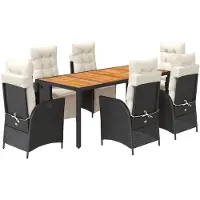 vidaXL 7-delige Tuinset met kussens poly rattan zwart