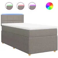 vidaXL Boxspring met matras stof taupe 100x200 cm