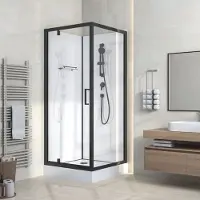 Boss & Wessing Complete douchecabine bws eva 90x90 cm 215 hoog met draaideur helder glas mat zwart